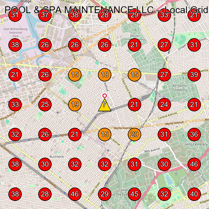 POOL & SPA MAINTENANCE LLC GeoGrid visibility map for Swimming Pool Repair Service in Jamaica